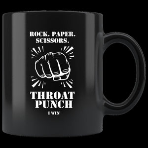 Rock Paper Scissors Throat Punch I Win (mug)